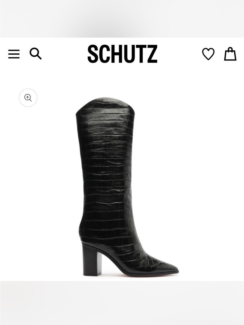 SCHUTZ Mariana block wide crocodile boot